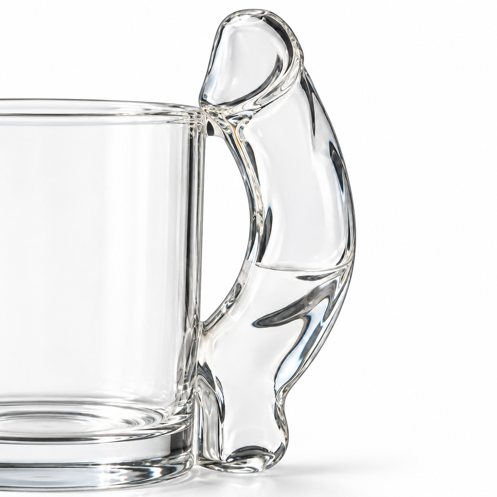 Close-up of the hand-blown D-shaped glass handle