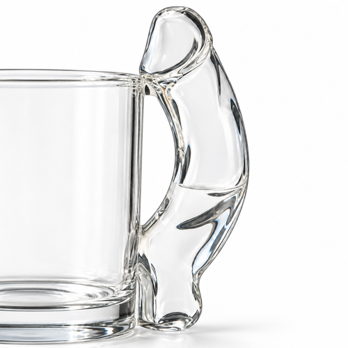 Close-up of the hand-blown D-shaped glass handle
