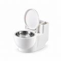 Gold toilet-shaped cat water bowl with removable stainless steel liner